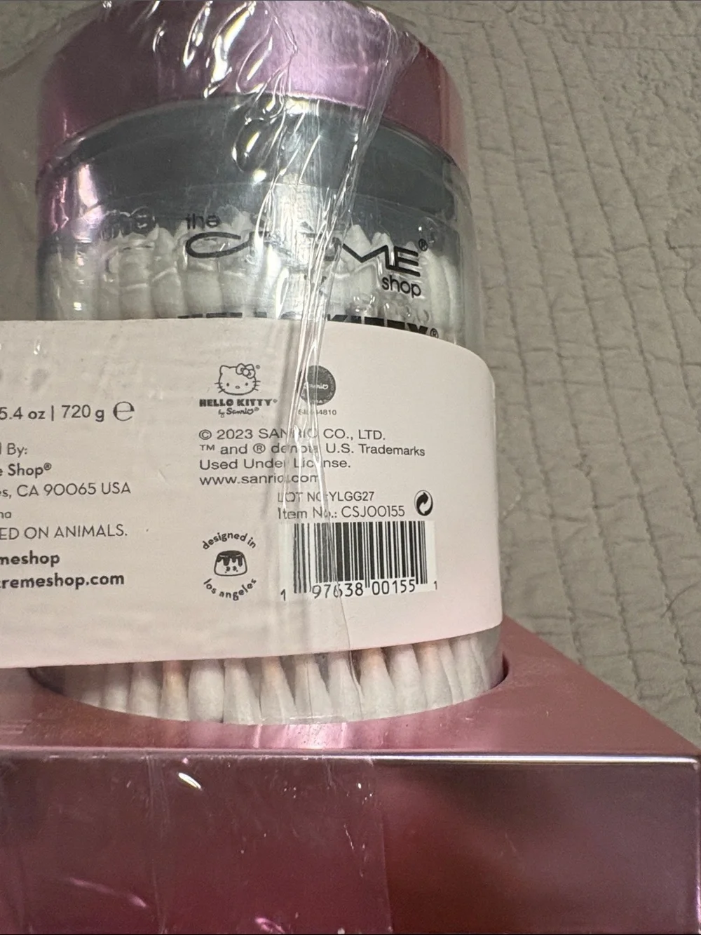 The Crème Shop x Hello Kitty Pink Reusable Glass Jar Duo - Cotton Swabs & Pads